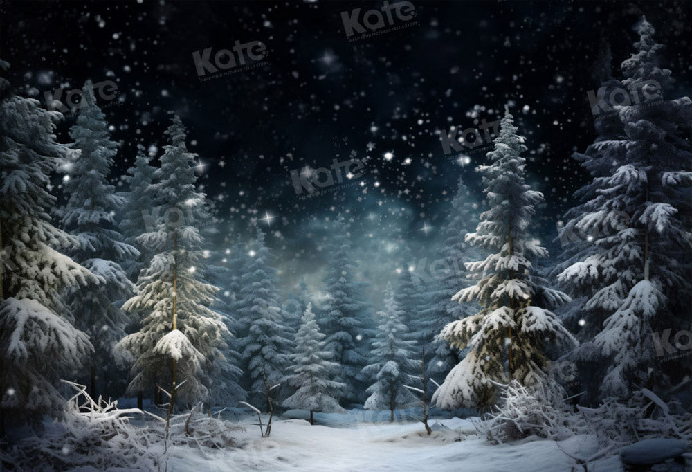 Kate Noël Extérieur Hiver Neige Nuit Arbres Toile de fond pour la photographie