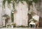 Kate Printemps Mur Blanc Plantes vertes Toile de fond conçue par Emetselch - Kate Backdrop FR