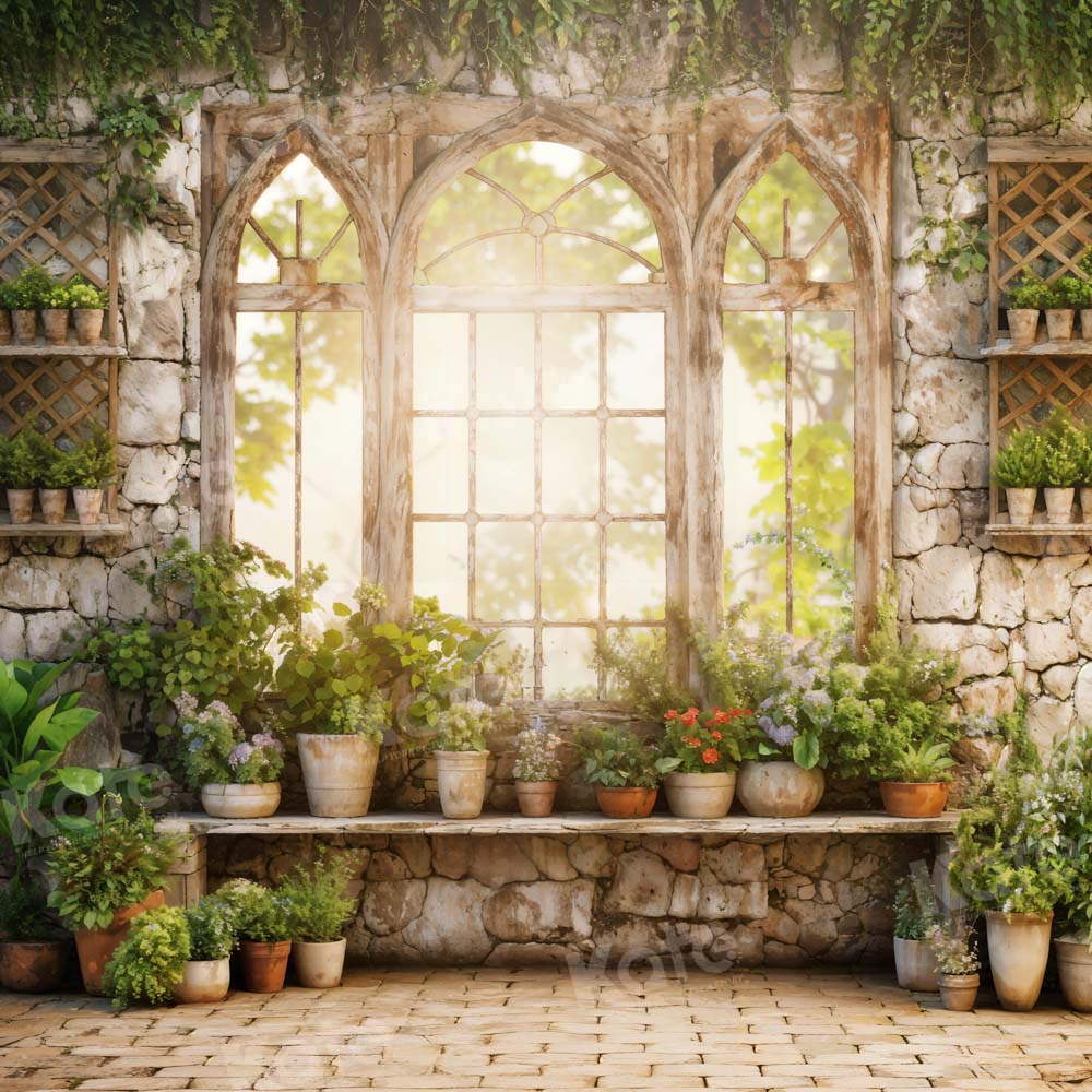 Kate Printemps Plantes Vert Ensoleillé Fenêtre Toile de fond conçue par Chain Photographie - Kate Backdrop FR
