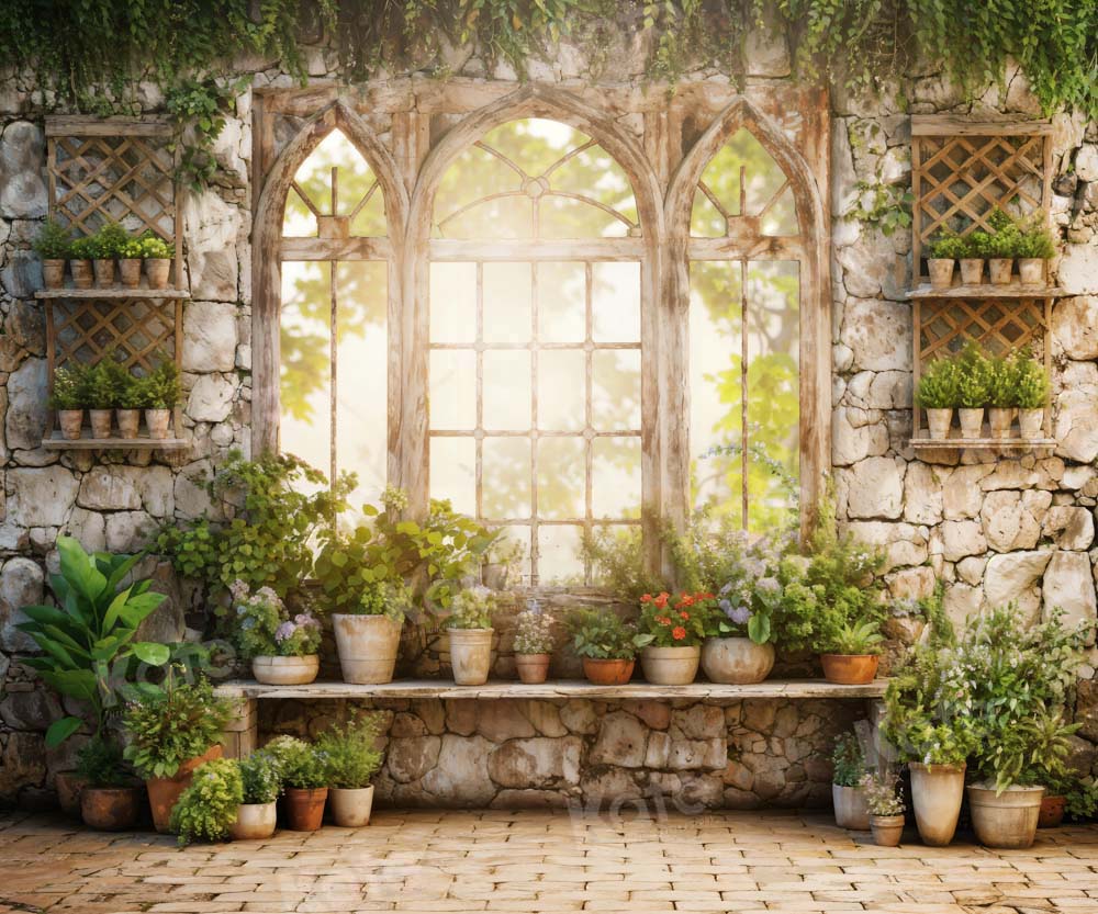 Kate Printemps Plantes Vert Ensoleillé Fenêtre Toile de fond conçue par Chain Photographie - Kate Backdrop FR