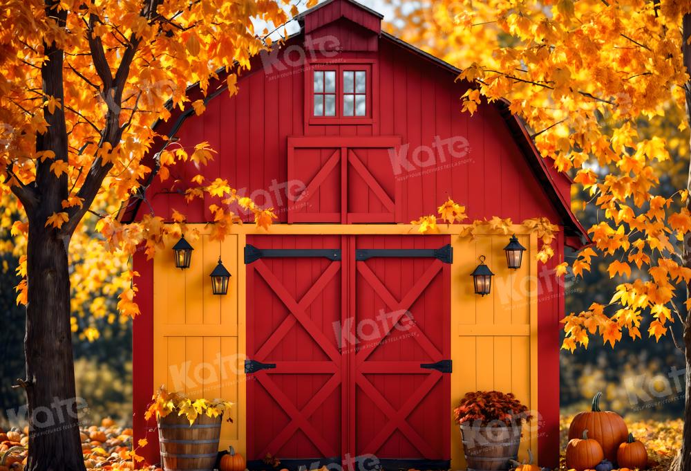 Kate Automne Extérieur Maison Feuilles d'érable Toile de fond pour la photographie - Kate Backdrop FR