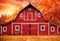 Kate Automne Rouge Maison Feuilles d'érable Prairie Toile de fond pour la photographie - Kate Backdrop FR