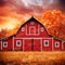 Kate Automne Rouge Maison Feuilles d'érable Prairie Toile de fond pour la photographie - Kate Backdrop FR