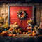 Kate Automne Citrouille Guirlande Rouge Porte Toile de fond pour la photographie - Kate Backdrop FR