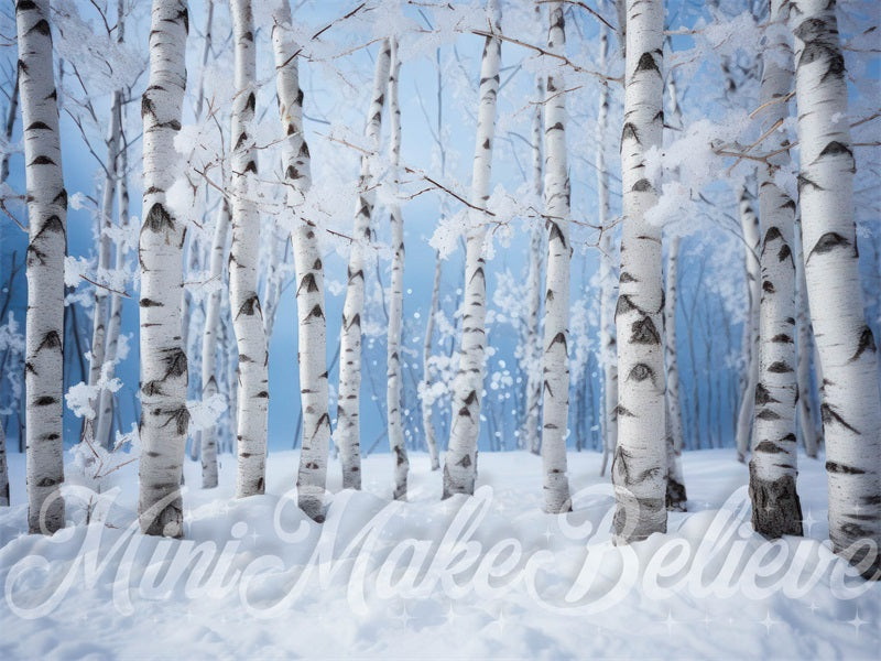 Kate Noël Hiver Bouleaux Neige Toile de fond conçue par Mini MakeBelieve