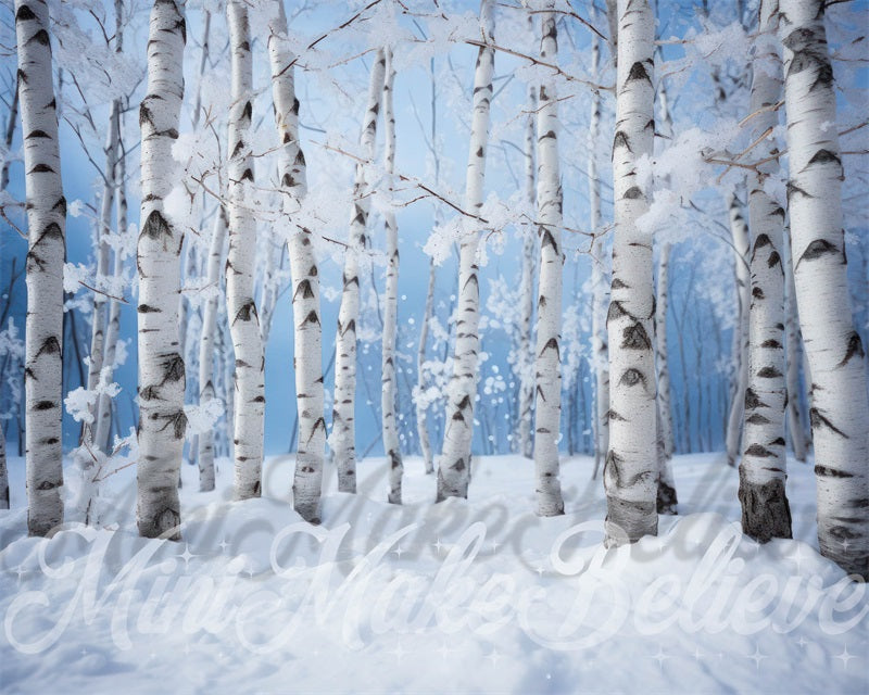 Kate Noël Hiver Bouleaux Neige Toile de fond conçue par Mini MakeBelieve