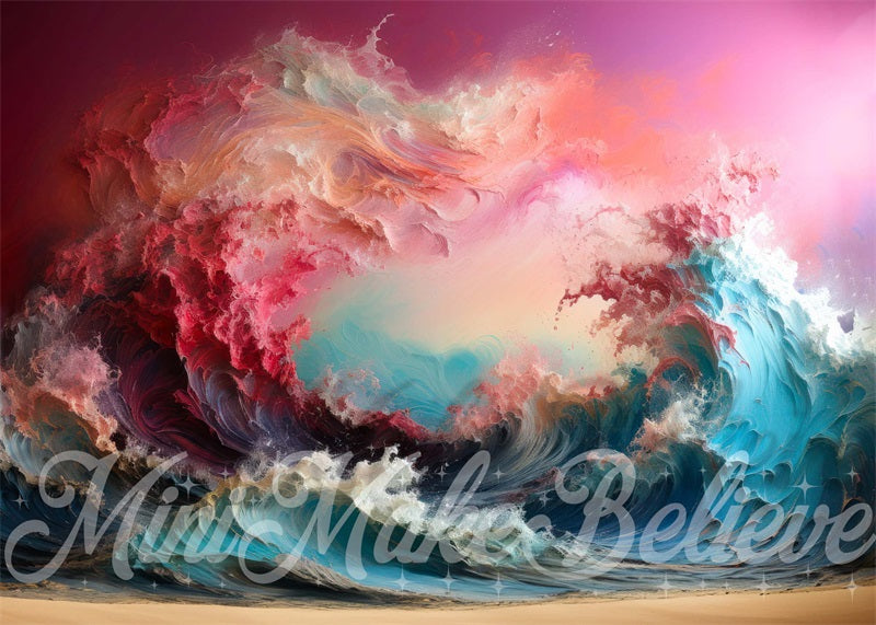 Kate Peinture Coucher de soleil Vagues Toile de fond conçue par Mini MakeBelieve