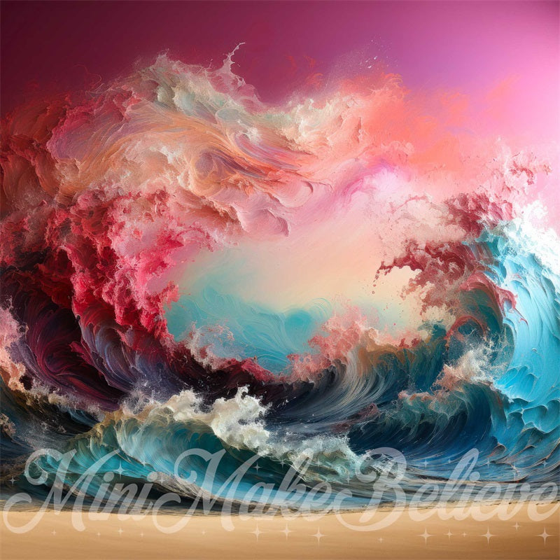 Kate Peinture Coucher de soleil Vagues Toile de fond conçue par Mini MakeBelieve