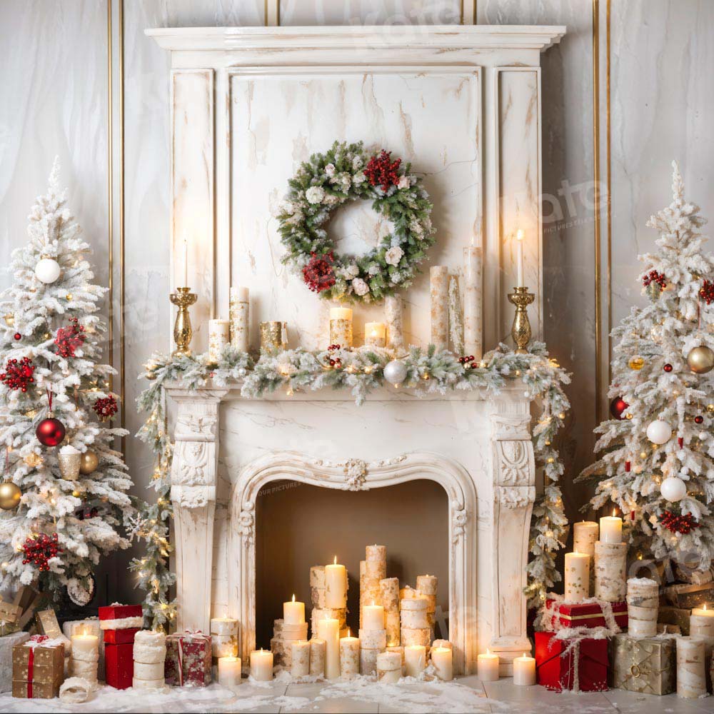 Kate Sapin de Noël Cheminée Bougeoir Toile de fond conçue par Chain Photographie - Kate Backdrop FR