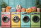 Kate Jour de lessive Coloré Machine à laver Toile de fond en Laine conçue par Chain Photographie - Kate Backdrop FR