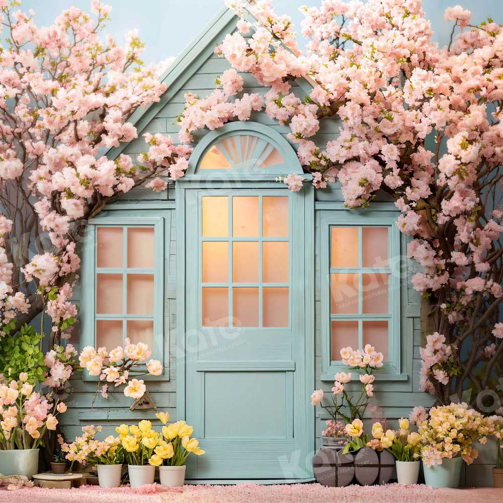 Kate Printemps Fleurs Maison Toile de fond conçue par Emetselch