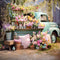 Kate Printemps Fleurs Coloré Camion Toile de fond conçue par Emetselch - Kate Backdrop FR