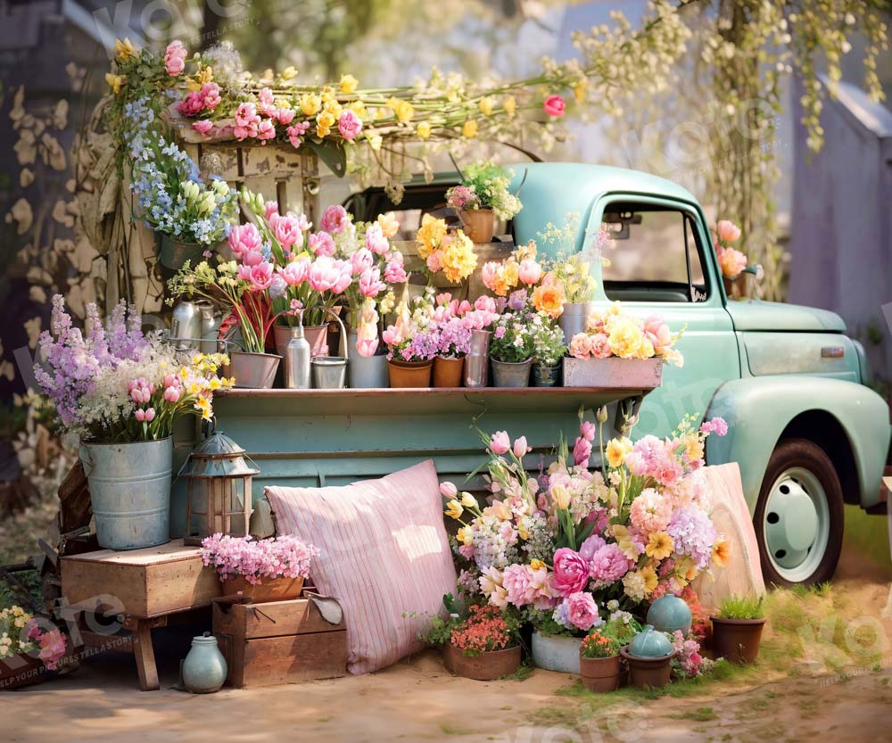 Kate Printemps Fleurs Coloré Camion Toile de fond conçue par Emetselch