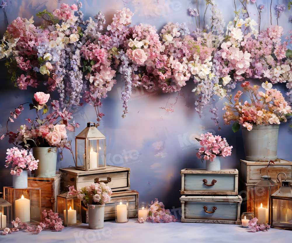 Kate Art Violet Fleurs Bougies Toile de fond conçue par Emetselch
