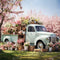 Kate Printemps Rose Camion Fleurs Arbre Toile de fond conçue par Emetselch - Kate Backdrop FR