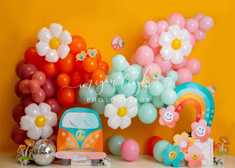 Kate Fête Enfant Ballons Fleurs Toile de fond conçue par Megan Leigh
