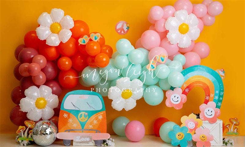 Kate Fête Enfant Ballons Fleurs Toile de fond conçue par Megan Leigh