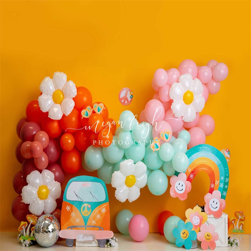 Kate Fête Enfant Ballons Fleurs Toile de fond conçue par Megan Leigh Photographie