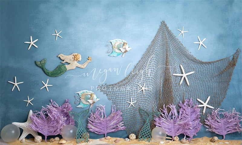 Kate Sirène Récif Bleu Mer Toile de fond conçue par Megan Leigh