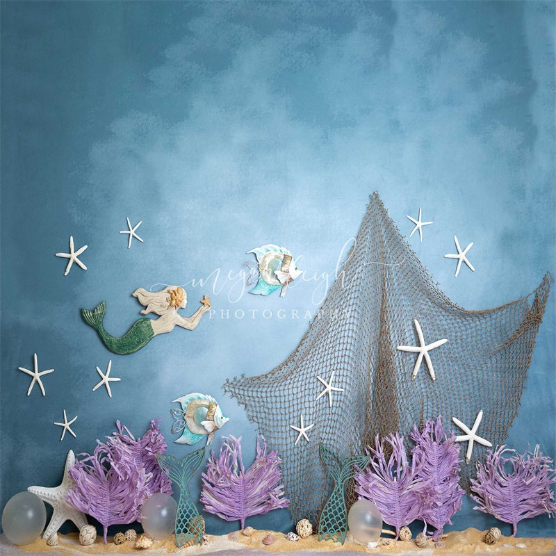 Kate Sirène Récif Bleu Mer Toile de fond conçue par Megan Leigh