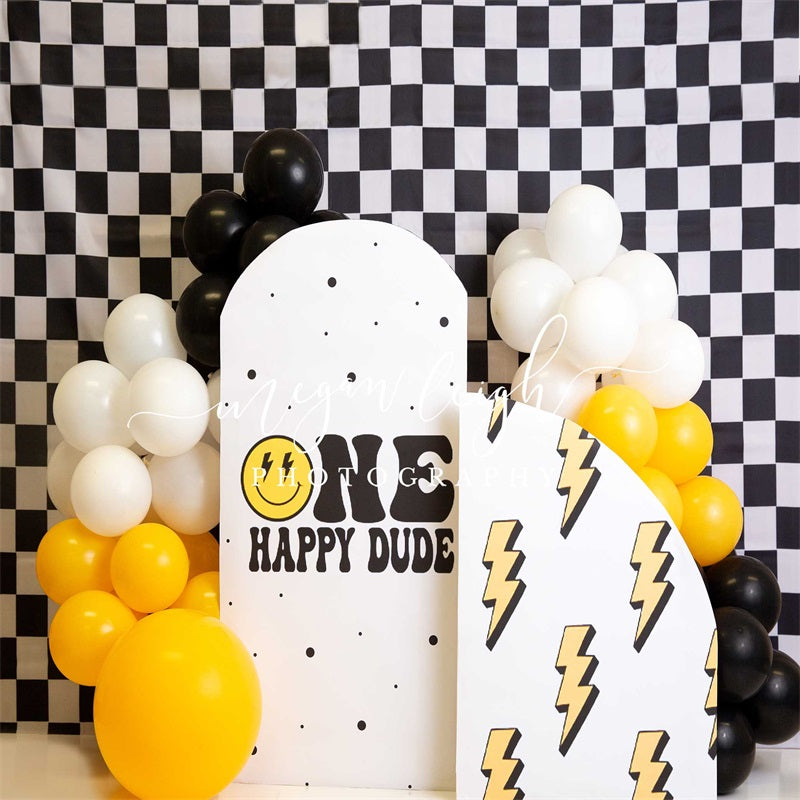 Kate Carrés noirs et blancs Ballons Enfant Toile de fond conçue par Megan Leigh Photographie