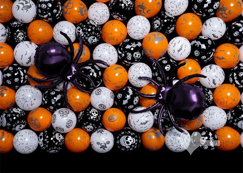 Kate Halloween Araignées Ballons Toile de fond conçue par Kerry Anderson - Kate Backdrop FR