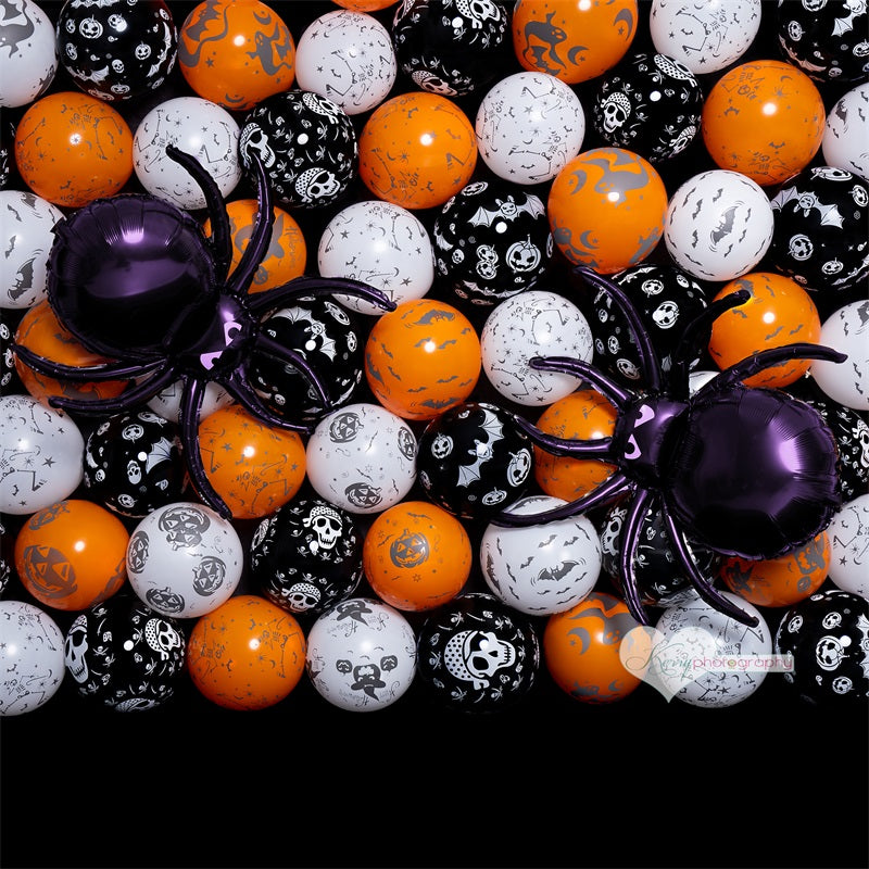Kate Halloween Araignées Ballons Toile de fond conçue par Kerry Anderson - Kate Backdrop FR