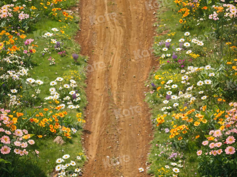Kate Printemps Fleurs Champ Chemin Sol Toile de fond conçue par Kate Image