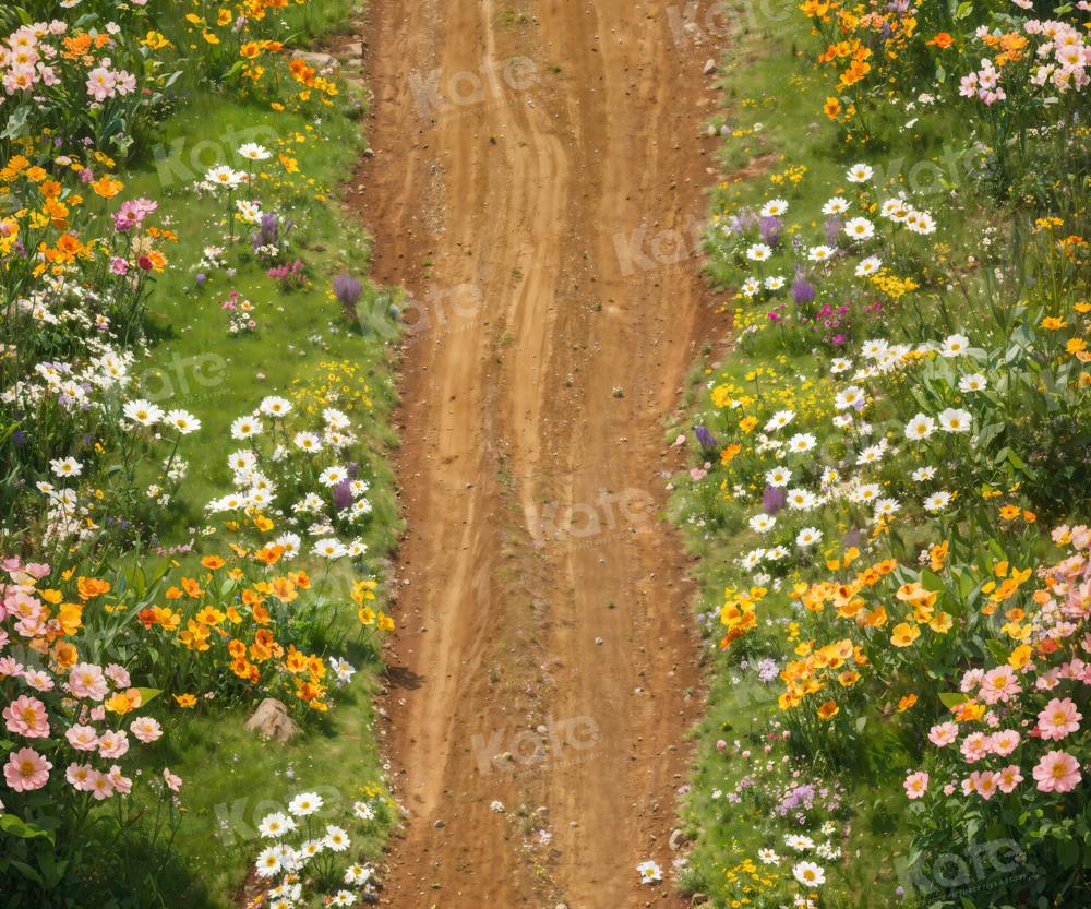 Kate Printemps Fleurs Champ Chemin Sol Toile de fond conçue par Kate Image