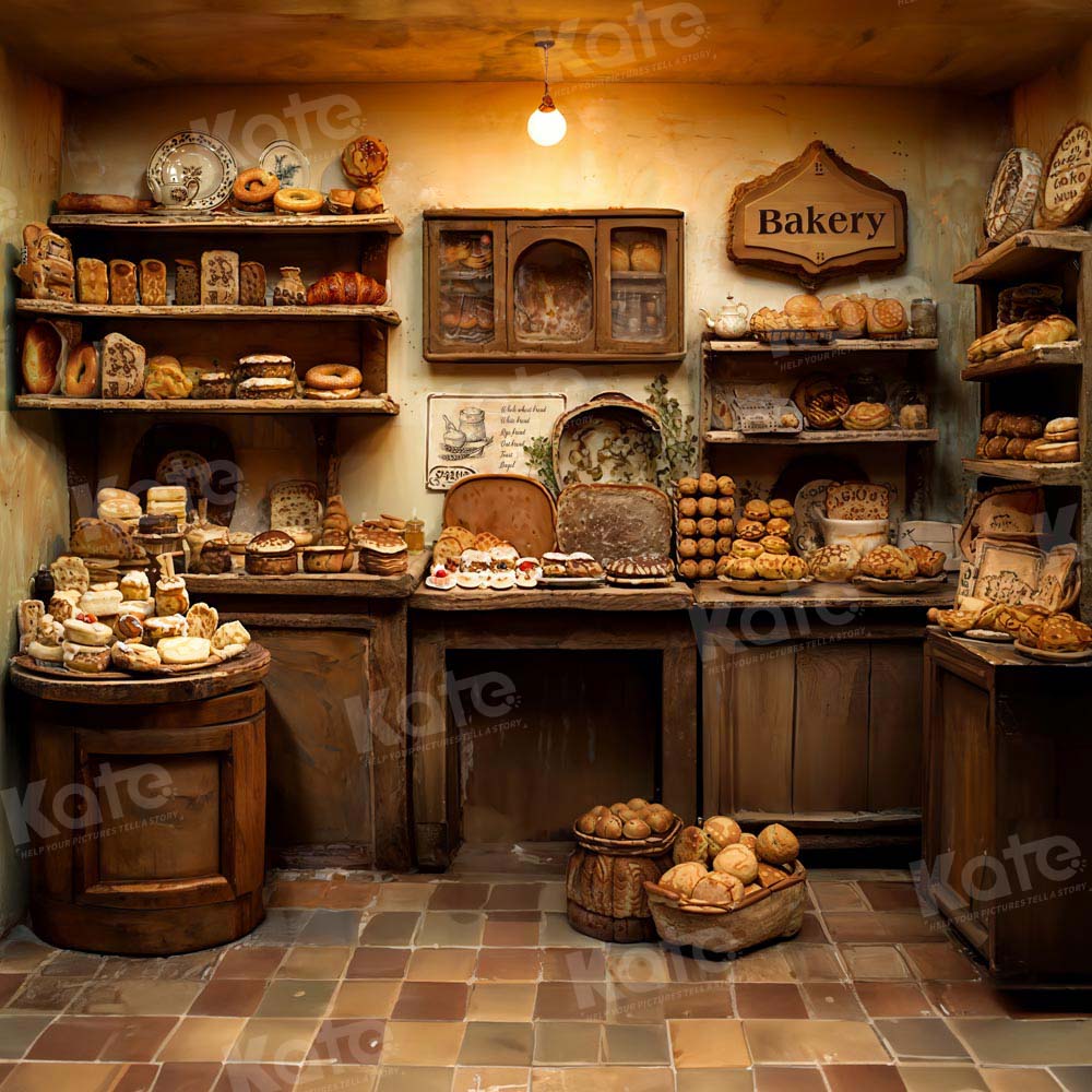 Kate Rétro Chambre en bois Boulangerie Toile de fond conçue par Emetselch