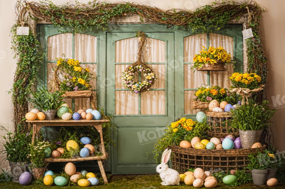 Kate Pâques Œufs Plantes vertes Lapin Chambre Toile de fond conçue par Emetselch - Kate Backdrop FR