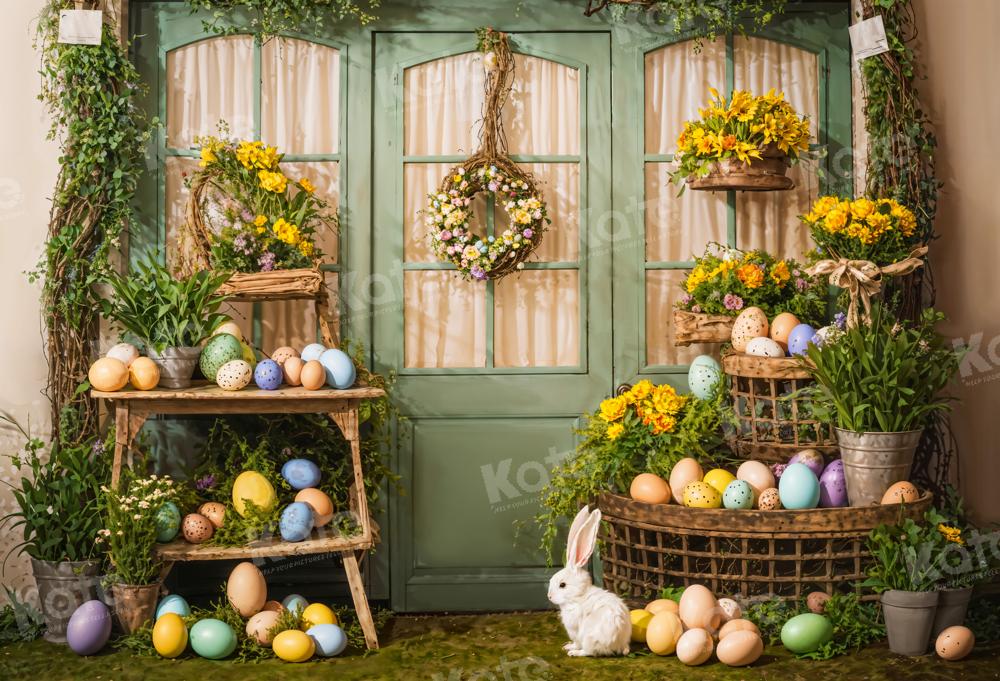 Kate Pâques Œufs Plantes vertes Lapin Chambre Toile de fond conçue par Emetselch - Kate Backdrop FR