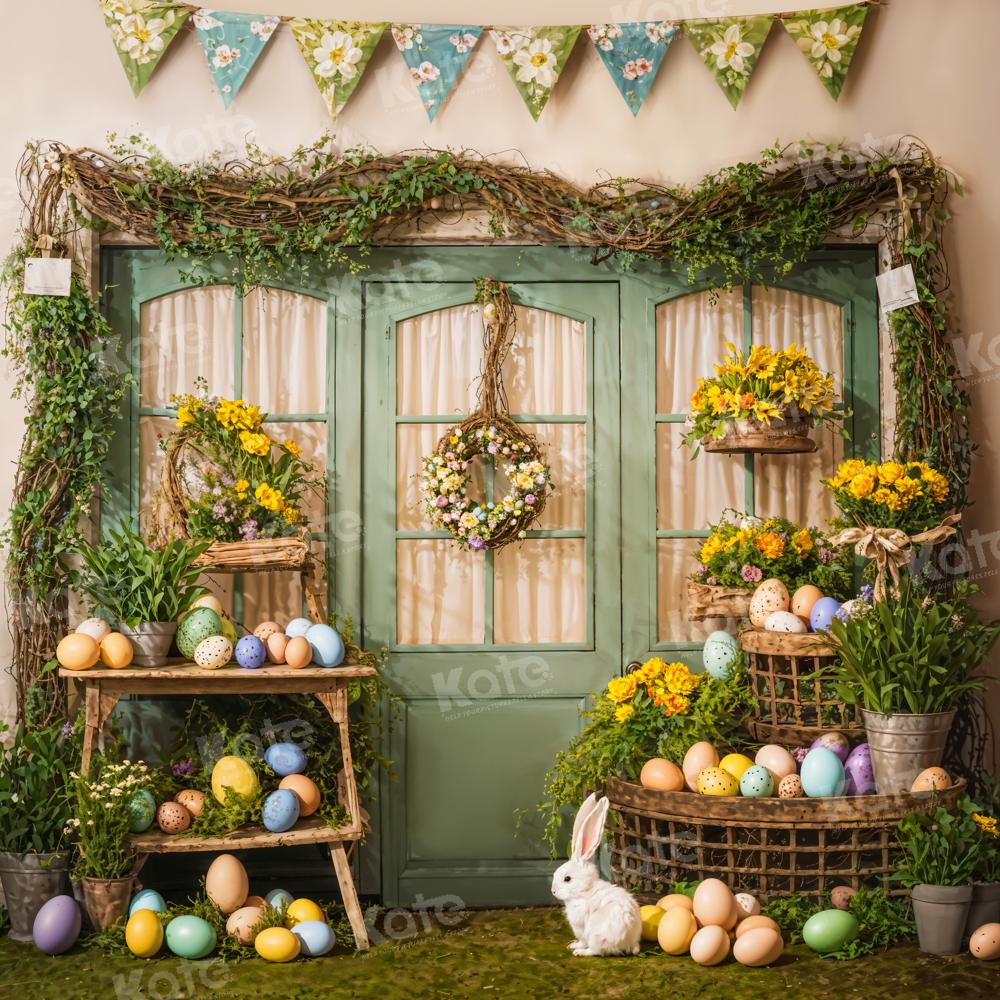 Kate Pâques Œufs Plantes vertes Lapin Chambre Toile de fond conçue par Emetselch - Kate Backdrop FR