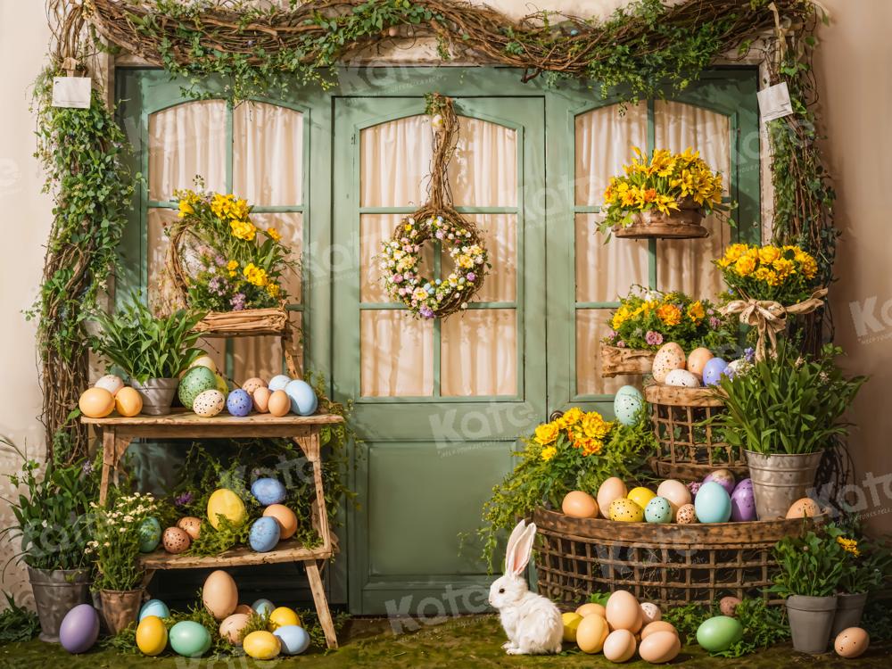 Kate Pâques Œufs Plantes vertes Lapin Chambre Toile de fond conçue par Emetselch - Kate Backdrop FR