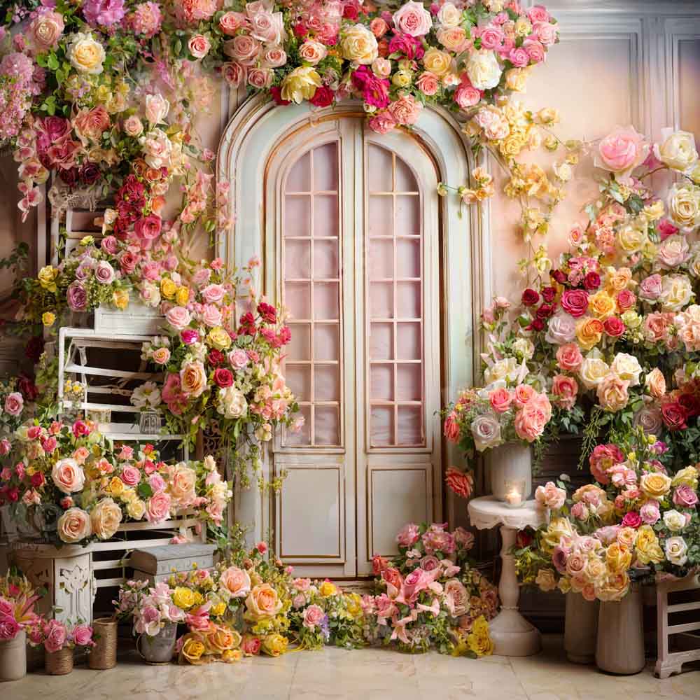 Kate Saint Valentin Fleurs Colorées Porte Toile de fond conçue par Emetselch