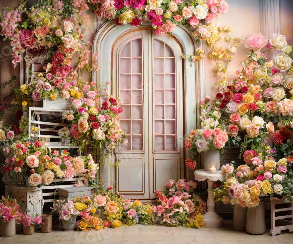 Kate Saint Valentin Fleurs Colorées Porte Toile de fond conçue par Emetselch