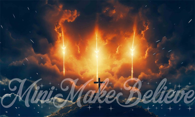 Kate Pâques Croix Père Fils Esprit Ciel Nuages Toile de fond conçue par Mini MakeBelieve - Kate Backdrop FR