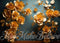 Kate Fleurs dorées Mur Bleu Beaux-Arts Toile de fond conçue par Mini MakeBelieve - Kate Backdrop FR