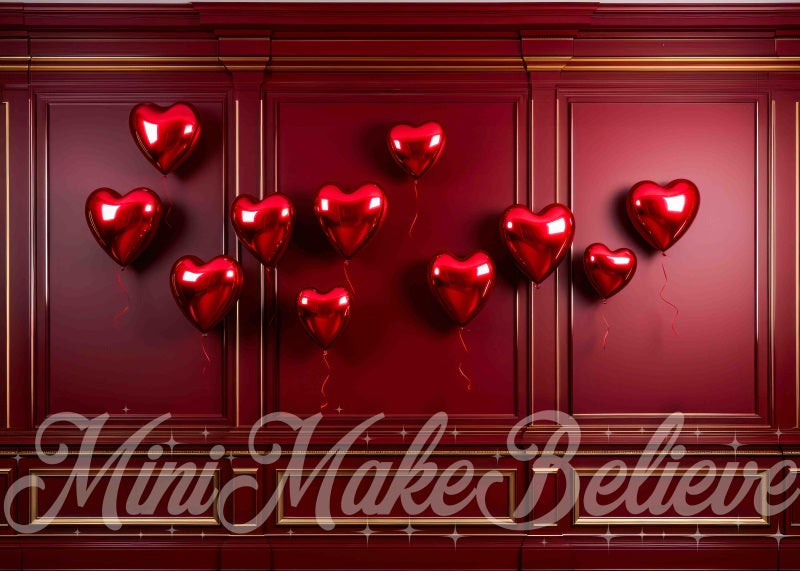 Kate Saint-Valentin Coeurs Ballons Rouge Mur Toile de fond conçue par Mini MakeBelieve