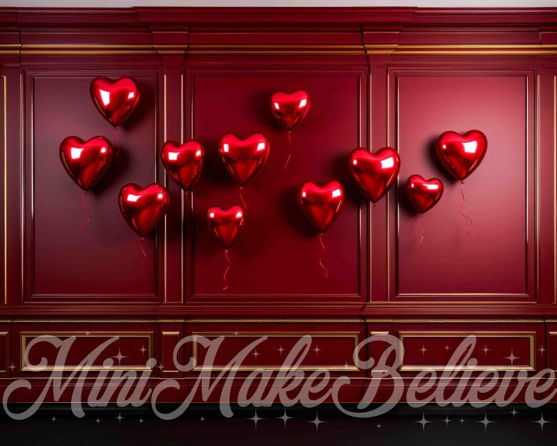 Kate Saint-Valentin Coeurs Ballons Rouge Mur Toile de fond conçue par Mini MakeBelieve