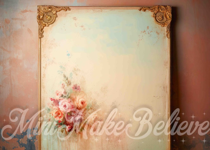 Kate Beaux-Arts Mur bicolore Roses peintes Toile de fond conçue par Mini MakeBelieve - Kate Backdrop FR