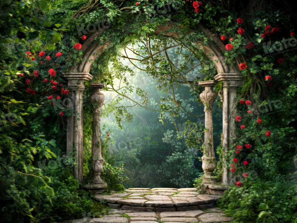 Kate Printemps Forêt Verdure Arche de fleurs Toile de fond conçue par Chain Photographie
