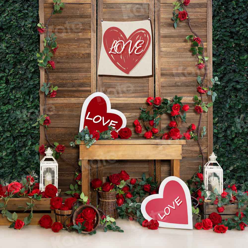 Kate Saint-Valentin Amour Roses Mur Végétal Toile de fond conçue par Emetselch