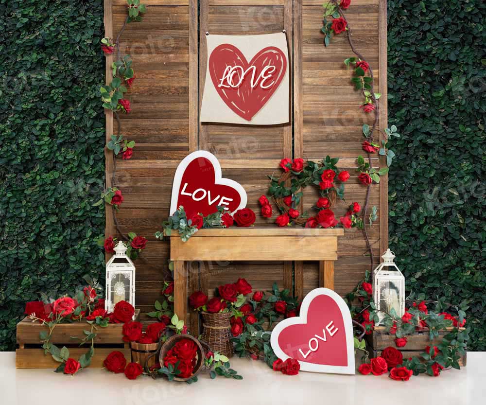 Kate Saint-Valentin Amour Roses Mur Végétal Toile de fond conçue par Emetselch