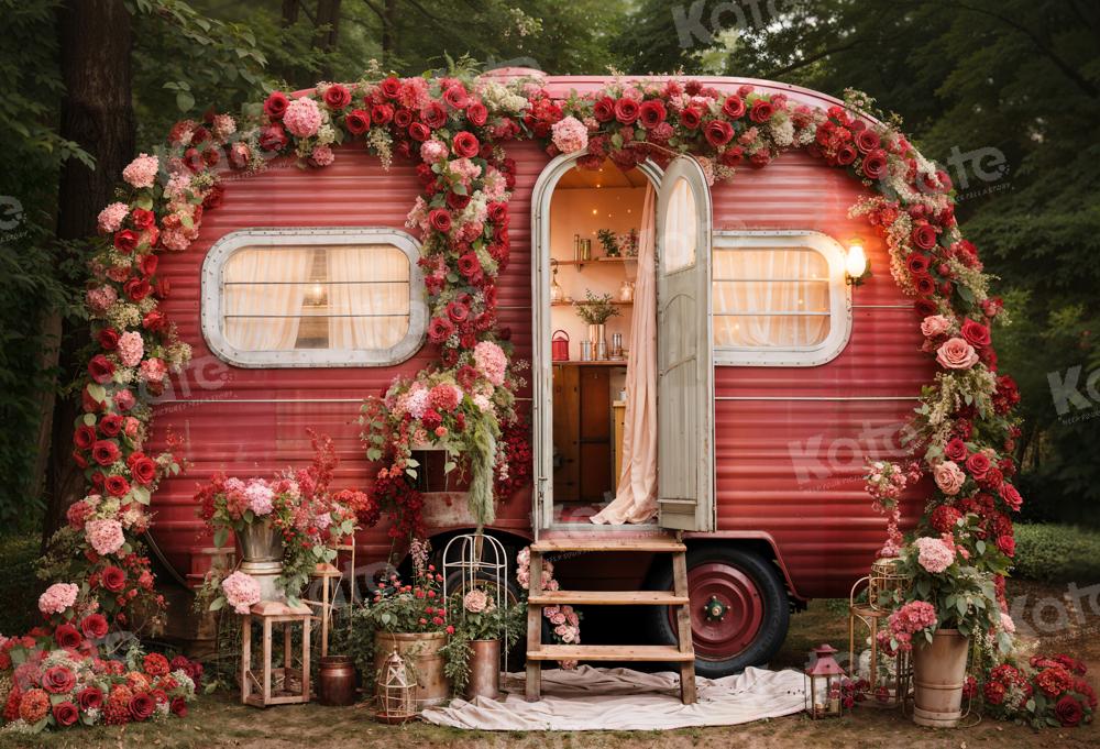 Kate Saint Valentin Fleurs Maison extérieure Toile de fond conçue par Emetselch