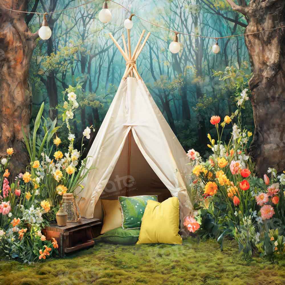 Kate Printemps Sauvage Fleurs Forêt Tente Toile de fond conçue par Emetselch
