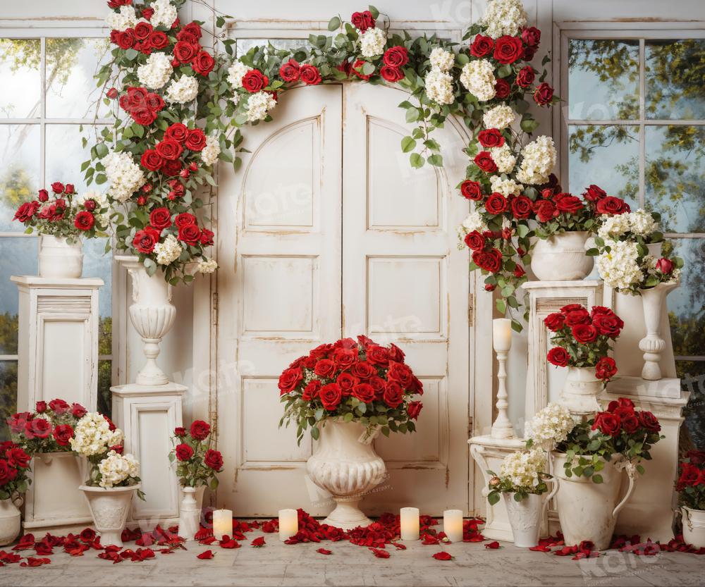 Kate Saint Valentin Mariage Porte en bois Roses Toile de fond conçue par Emetselch