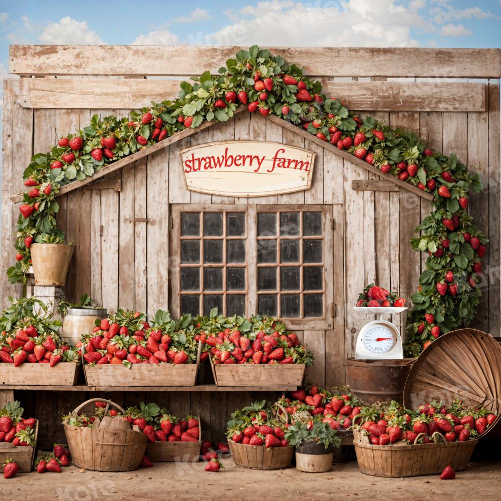 Kate Ferme de Fraises Maison en Bois Toile de fond conçue par Emetselch - Kate Backdrop FR