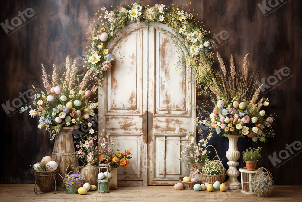 Kate Oeufs de Pâques Fleur Porte en bois Toile de fond conçue par Chain Photographie - Kate Backdrop FR