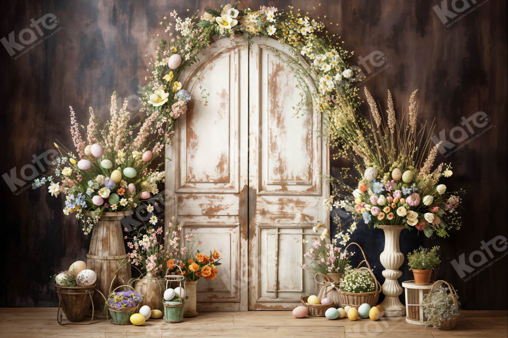 Kate Oeufs de Pâques Fleur Porte en bois Toile de fond conçue par Chain Photographie - Kate Backdrop FR